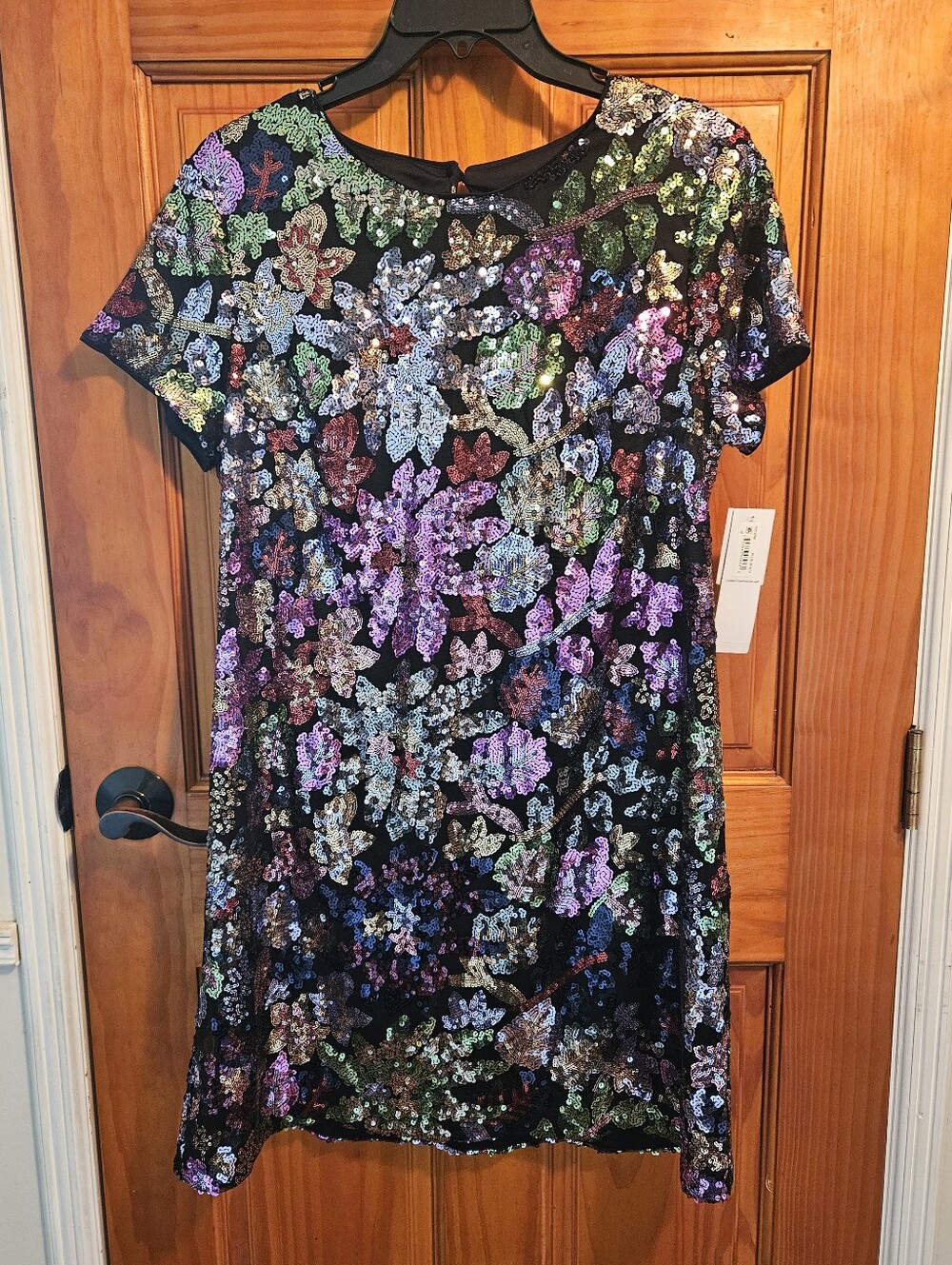 London Times Sequin T-Shirt Mini Dress Sequin Plum NWT size 12